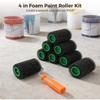 10 Pcs 4 in Foam Paint Roller Kit, Including 9 Replacement Refills and 1 Roller Frame, High Density Sponge Roll on Bed Liner for Truck Coatings
