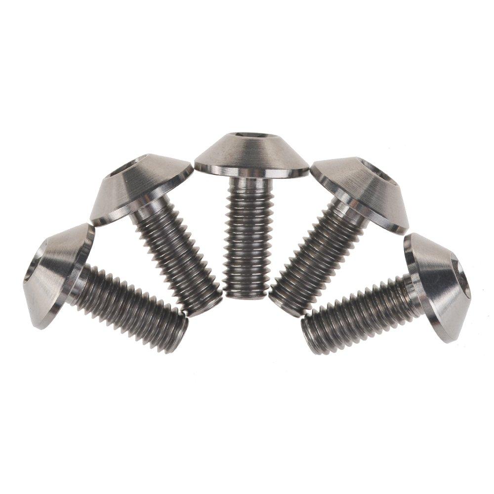 Ruifu Titanium Alloy Hex Hole M6x12 15 20mm Bicycle Motorcycle Wheel License Plate Mounting Bolts Set of 5 (Titanium, M6x15mm)
