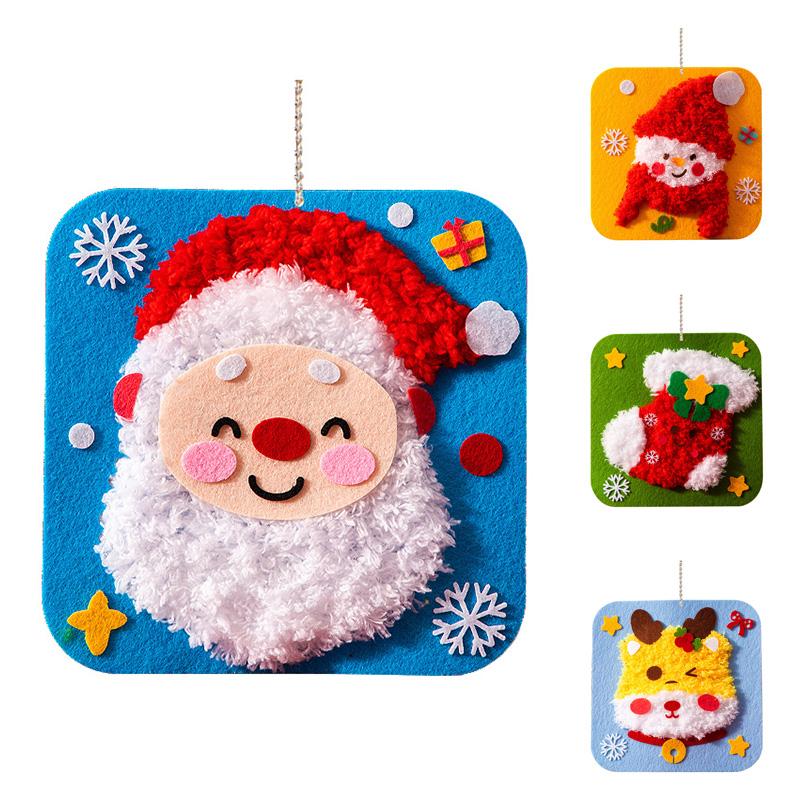 Christmas Felt Sewing Kit for Kids Educational DIY Craft Set Nonwoven Fabric Lacing Activity Holiday Themed Ornament Making Preschool Learning Toy