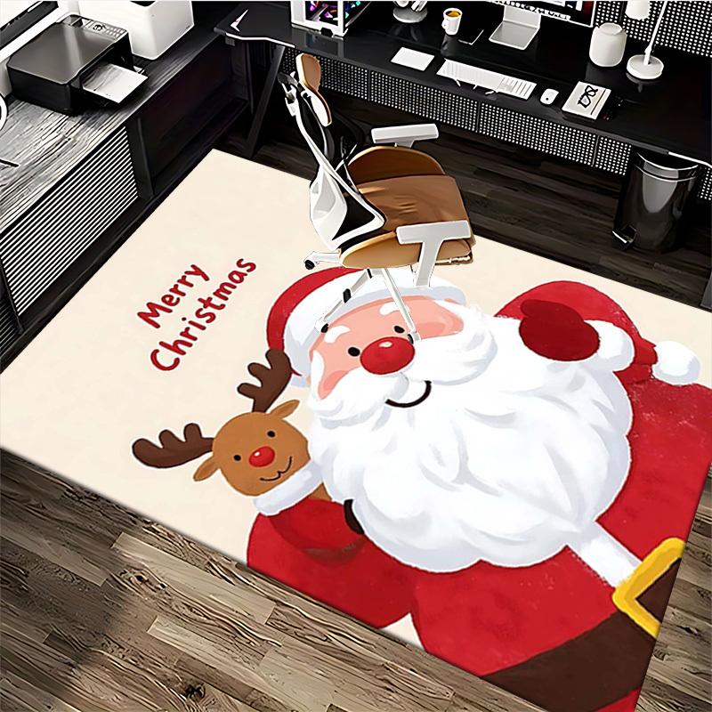 Christmas Santa Claus Reindeer Chair Mat - Anime Cartoon Design, Non-Slip Carpet for Office, Home Decor, Living Room, Bedroom, Game Room & Dormitory.R