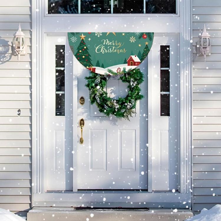 Christmas Fan Flag Door Decoration Polyester Materials Holiday Party Supplies Easy To Hanging Banners Accessory