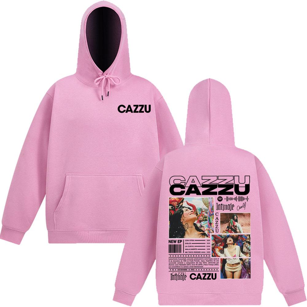 Singer Cazzu Tour 2025 Double-sided Print Hoodies Men's Women Hip-hop Sweatshirt Long-sleeved Casual  Thick Aesthetic Sportswear