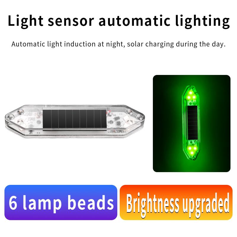 Solar powered car anti rear end collision LED flashing light, no wiring electric motorcycle warning light