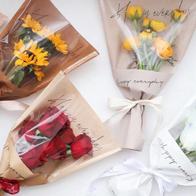 Rose Bouquet Wrapping Sleeve Plastic Bags Waterproof Valentine's Day Single Rose Flower Packaging Bag