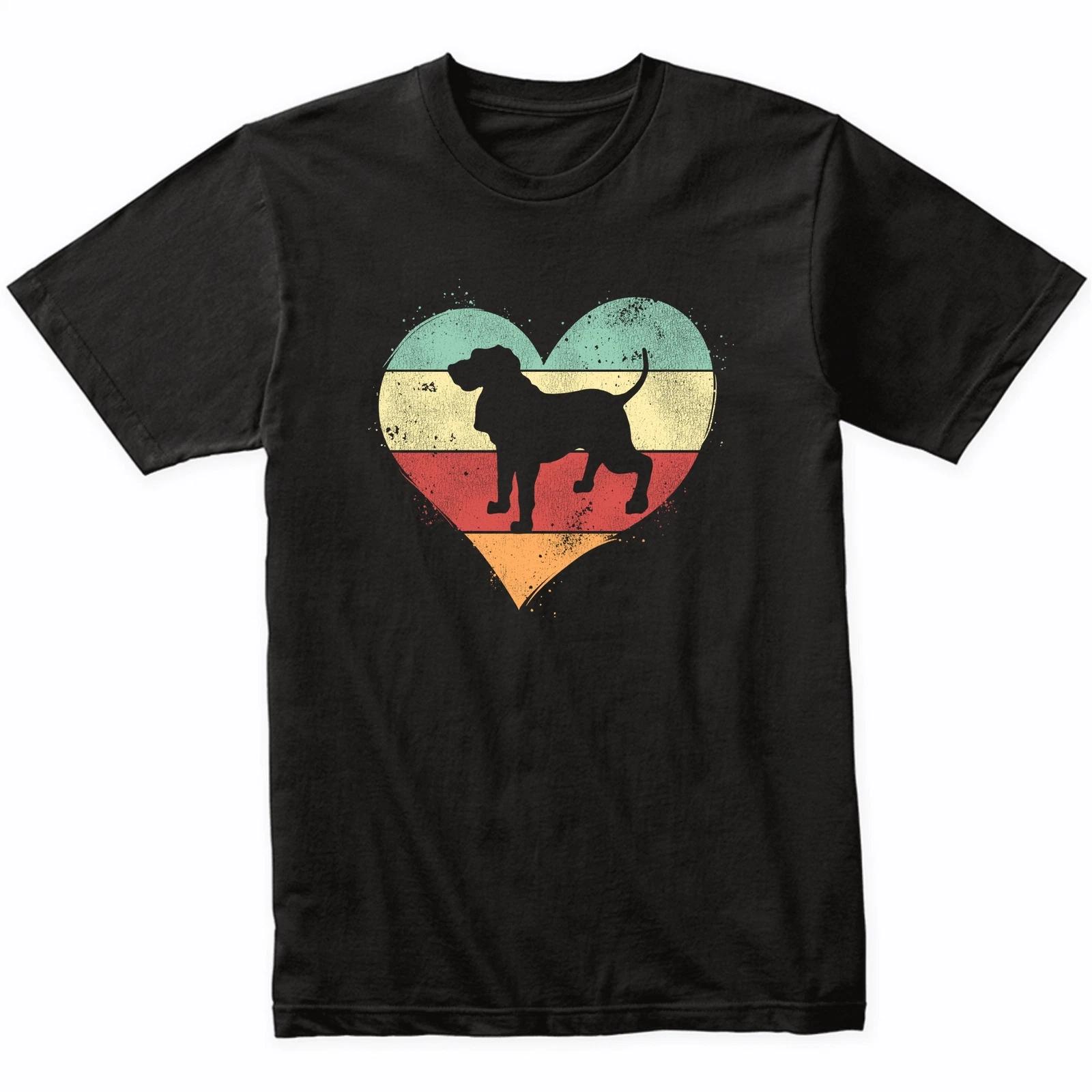Retro Heart Bloodhound Dog Breed Silhouette Dog Owner Love T-Shirt M