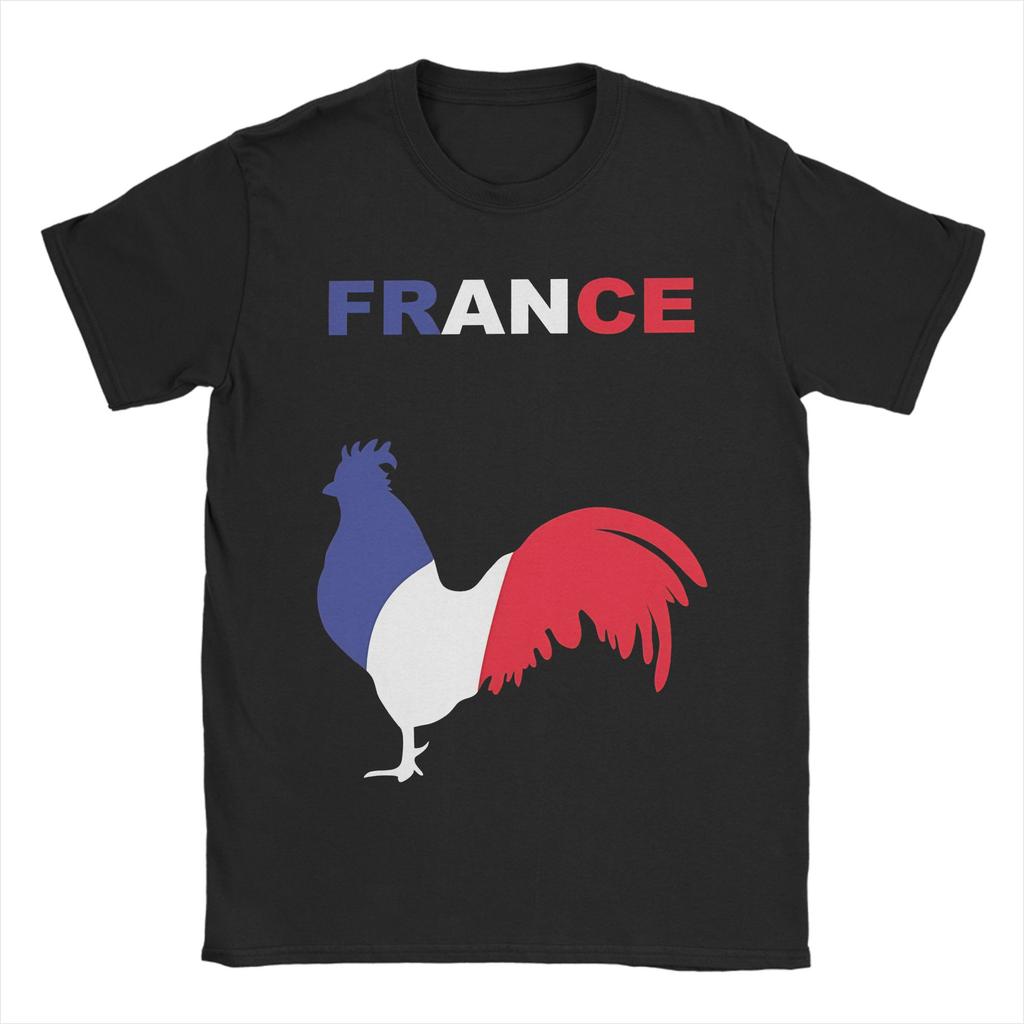 French Rooster France Flag  TShirts for Unisex  Novelty 100 Cotton Tees Round Collar Short Sleeve T Shirts Big Size Tops