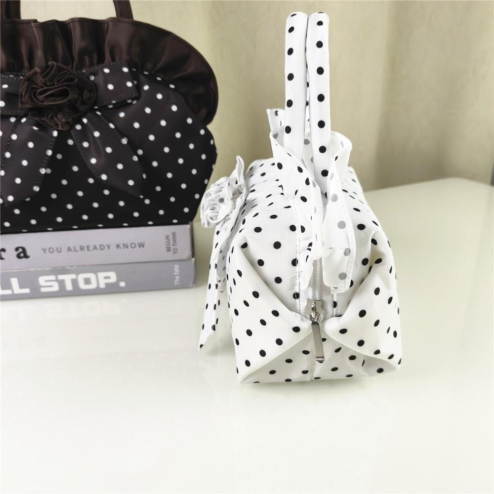 Portable Bowknot Handbag Lightweight Polka Dots Purse Fashion Nylon Top Handle Handbag Summer
