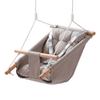Baby Swing 30 kg Weight Capacity 3 Modes Canvas Hammock Swing Gray, for Indoor and Outdoor, 5-Point Harness and Tree Straps, Wooden Hanging Seat with