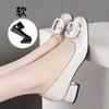 Real Soft Leather Women's Single Shoes 2025 Spring and Summer New Middle Heel Thick Heel Non-slip Shallow Mouth Versatile Work Women's Shoes Loafers