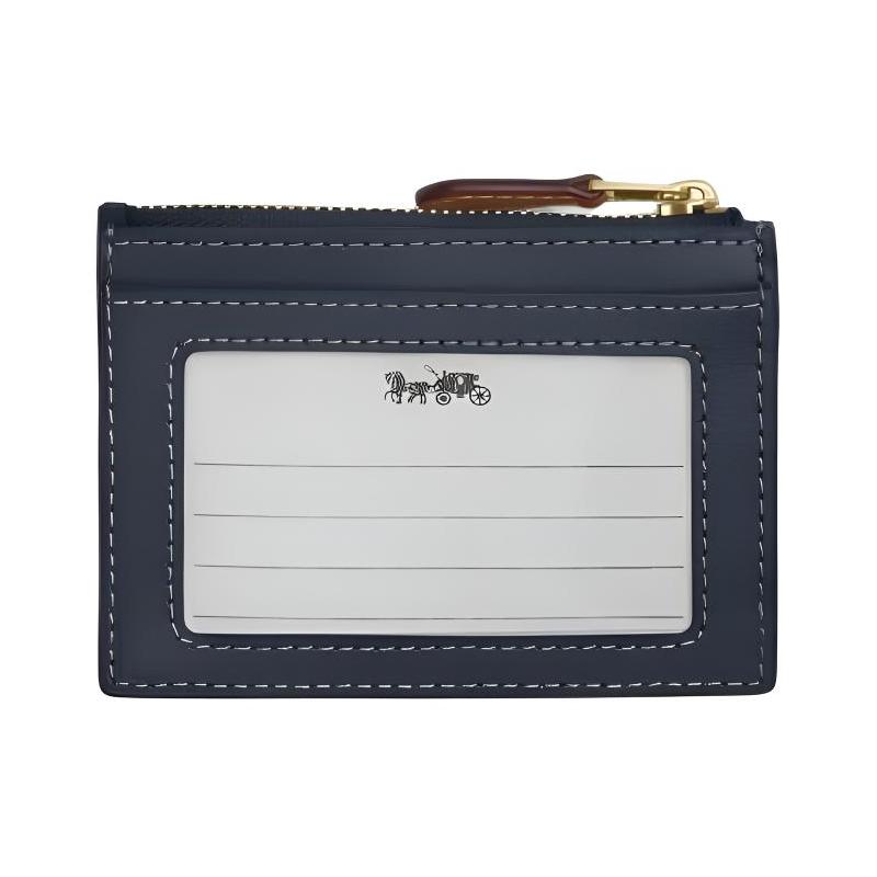 Coach 11 Reißverschluss, Stoff und Spaltleder und Kunststoff, Kartenhalter, Mini, Unisex-Paarstil, indigoblau indigoblau