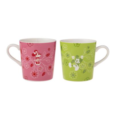 Maebata Disney Mickey Minnie Flower Mugs of 65087 & (Set 2)