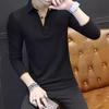 Men's Trendy Slim Fit Long-Sleeve POLO T-Shirt, Solid Color Casual Business Top
