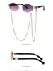 Korean Style Women's Round Frame Sunglasses with Fashion Chain