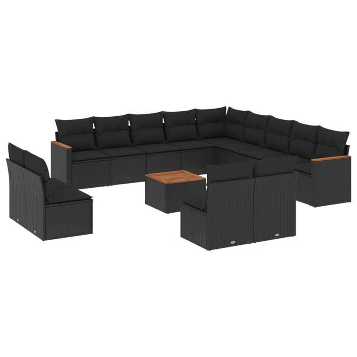 VidaXL Garden Lounge Set with Cushions 14 Pcs, Patio Sofas, Patio Furniture Set, Outdoor Furniture, Black 3226489