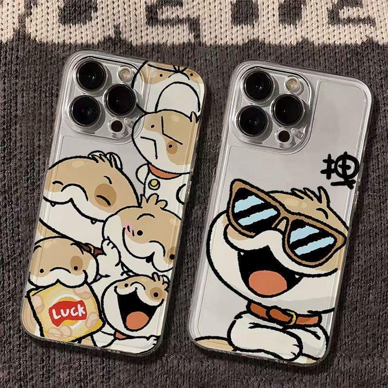 Cartoon puppy snake mobile phone case is suitable for Apple 16 space transparent iphone14 protective case Apple 15/12pro