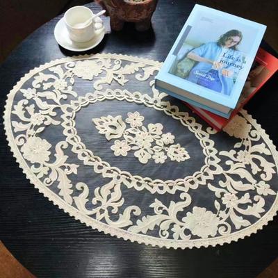 Chinesische klassische ovale bestickte kleine runde Tischdecke Küche Kaffee Bar Teegeschirr Obstschale Tischmatte Hochzeitsfeier Dekoration