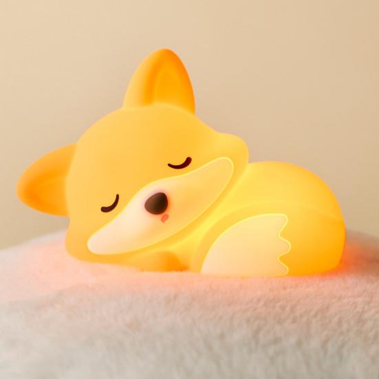 Pink Fox Night Light Soft Silicone Touch Night Lamp 2-Level Dimmable Rechargeable Forest Theme Night Lamp Kids Bedroom Decor