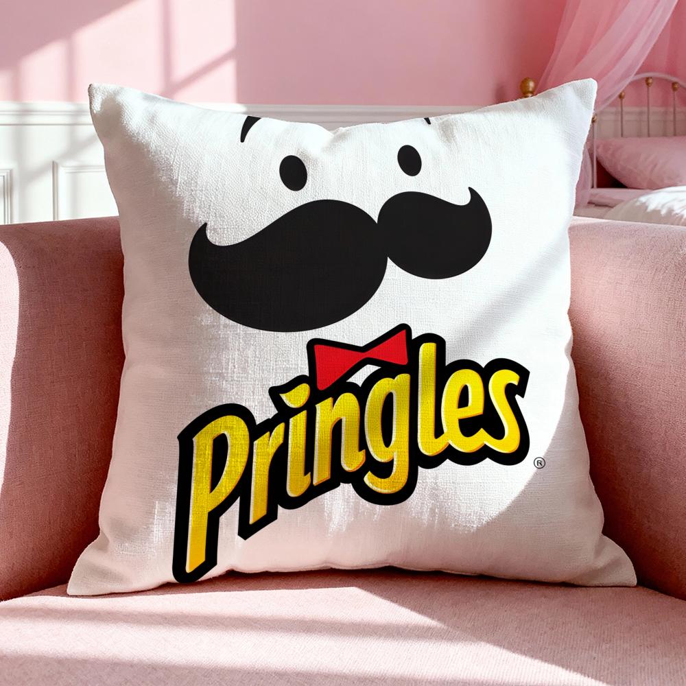 Snack P-Pringles Cushion Cover Breathable Linen Pillowcase Summer Odorless Eco-Friendly Invisible Zipper Washable