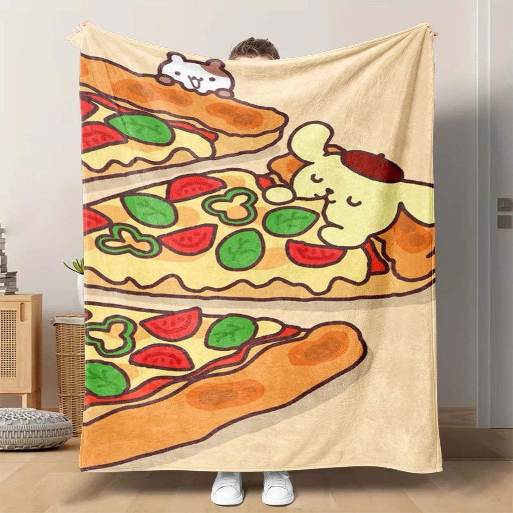 Manta de franela con estampado de PomPompurin, una manta para la siesta, cálida, cómoda y suave, adecuada para sofás, camas, etc.
