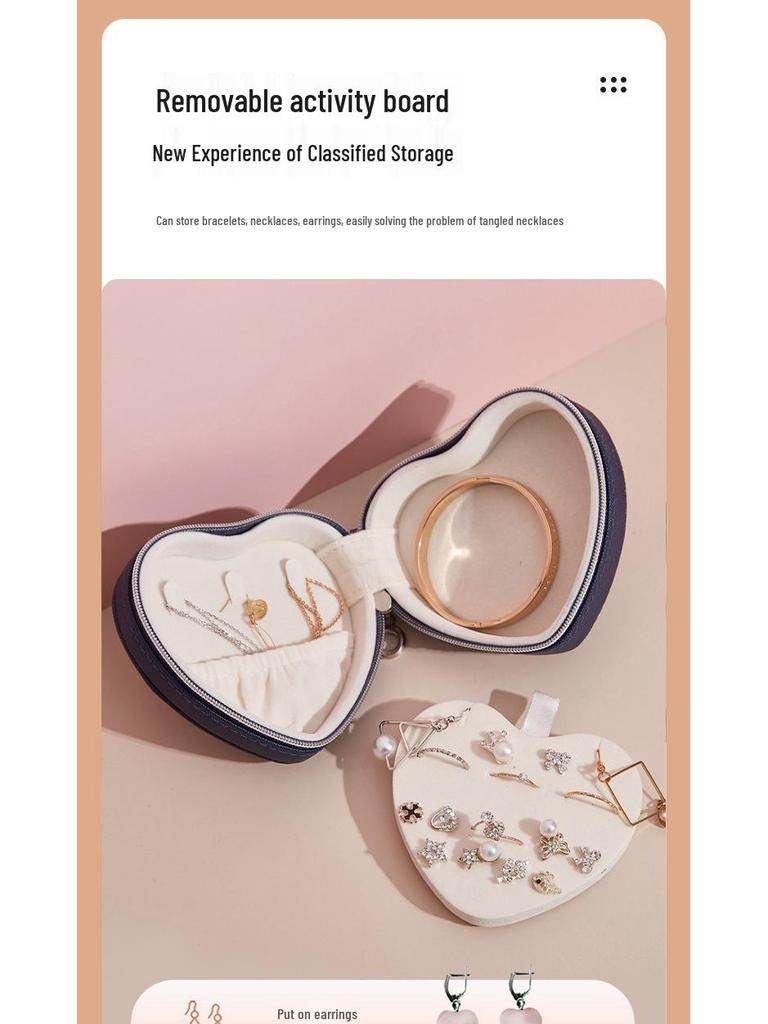 Heart-shaped Travel Jewelry Box for Earrings, Studs, and Rings