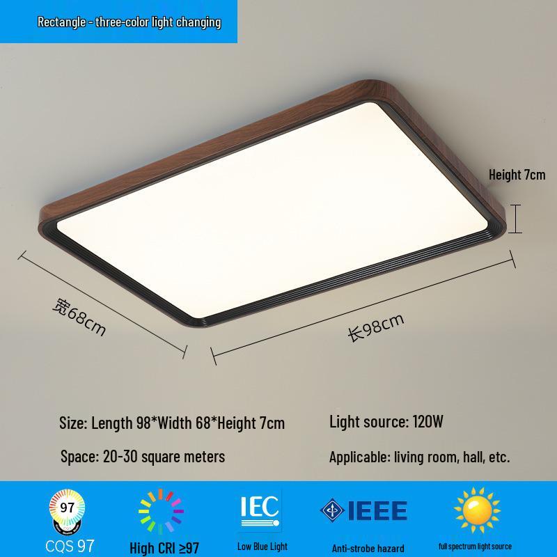 Walnut Wabi-Sabi Ceiling Lamp: Eye-Friendly Full Spectrum Lighting for Living Room, Bedroom, or Study.