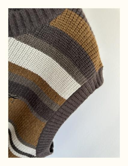 8517 Winter Korean Style Plus Size Casual Embroidered Knit Striped Vest