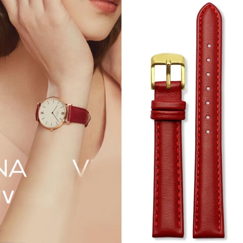 Quick Release Soft Cowhide Watchband for Casio Citizen Fossil Plain Watch Strap DW 12mm 14mm 16mm 18mm 20mm Ladies Bracelet pink