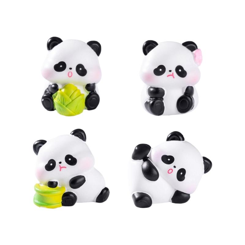 Pandas Figurines Mini Pandas Decors Waterproof Toy Playsets Miniature Doll Garden Figurines Cake Toppers Parties Favor
