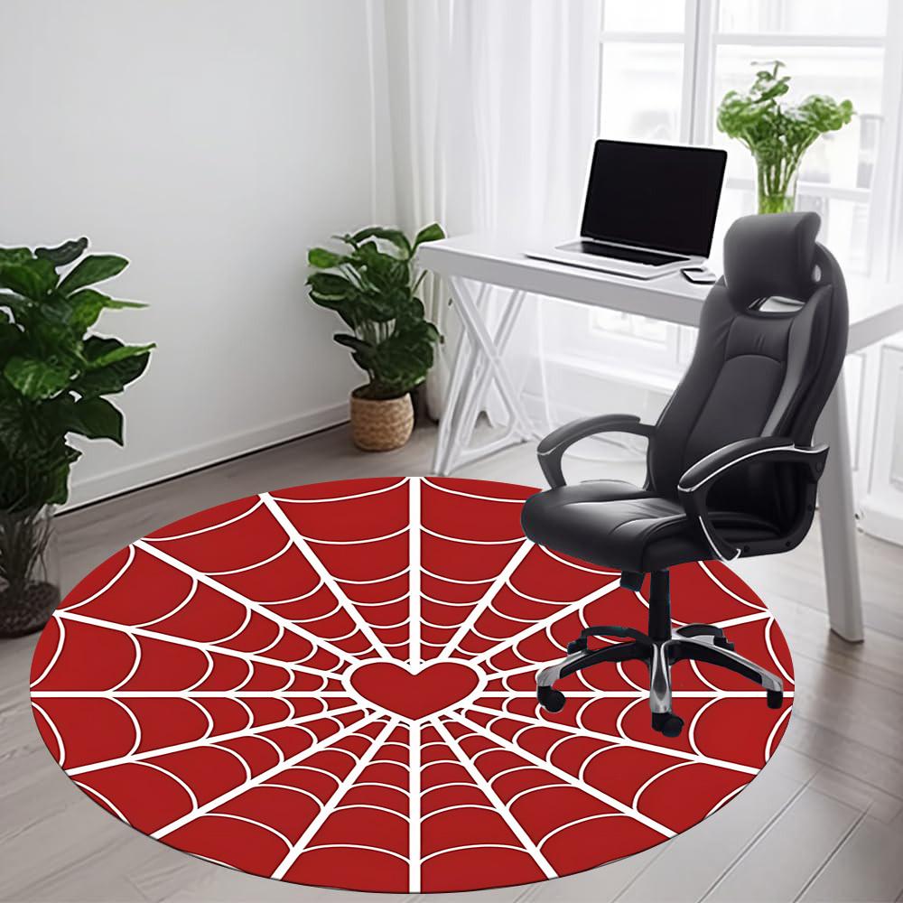 1pc Spider Web Heart Office Round Area Rug, Indoor Mat Suitable ForOffice, Under Office Chairs Bedroom Living Room Home Decor, D139