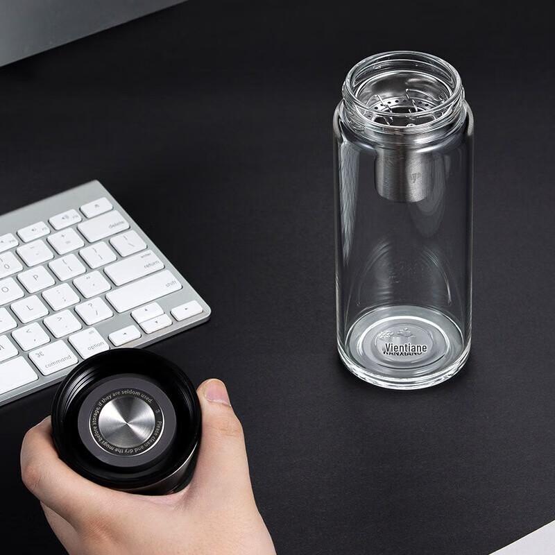 WANXIANG Thickened Borosilicate Glass Water Bottle with Tea Infuser