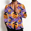 Men's Halloween Shirt Jacket Casual Loose Fit Lapel Collar Breathable for Spring and Fall