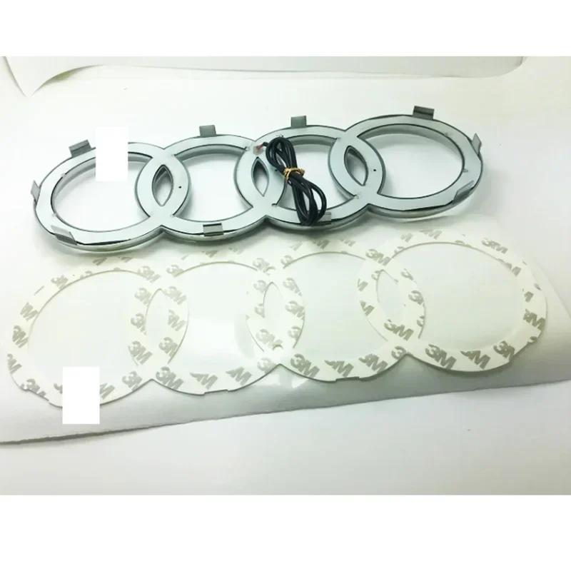 Lpdv0 Car LED Front Grille 4-Ring Logo Light Static White Light 249 273 285mm For Lpdv0 A3 A4 A5 A6 A7 A8 S4 S5 S6 S7 Q3 Q5 Q7 TT