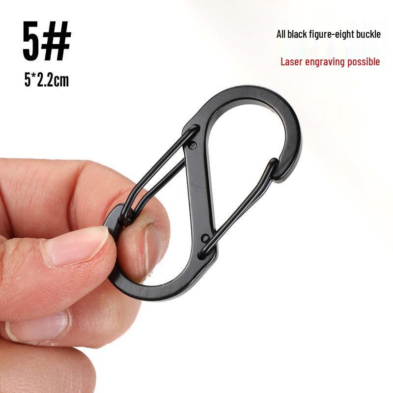 D-Shaped Black Aluminum Carabiner Bluetooth Earphone Case Hook Keychain Ornament