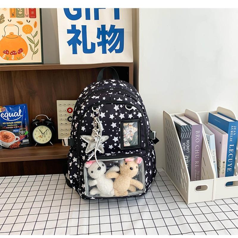 Korean Version Ins New High-value, Fresh, Sweet and Cute Star Bar Pain Bag, Light Backpack for Junior High School Students