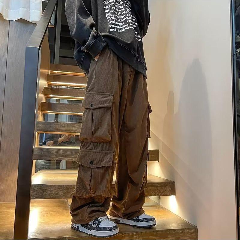Pants Men's Spring and Autumn Trend Trendy Brand Retro Japanese Tooling Loose Straight Wide-leg Casual Trousers