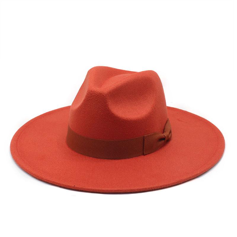 Wool Felt Hat With Large Brim And Bow For Retro Festival Wear