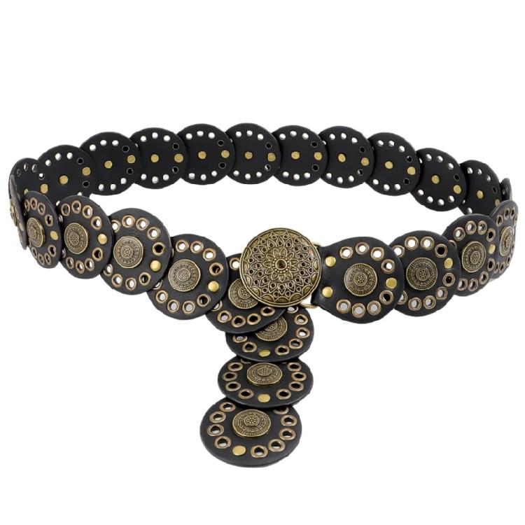 Discs Grommet Belt Punk Waist Belt Unique Buckle for Jeans Dress Unsiex