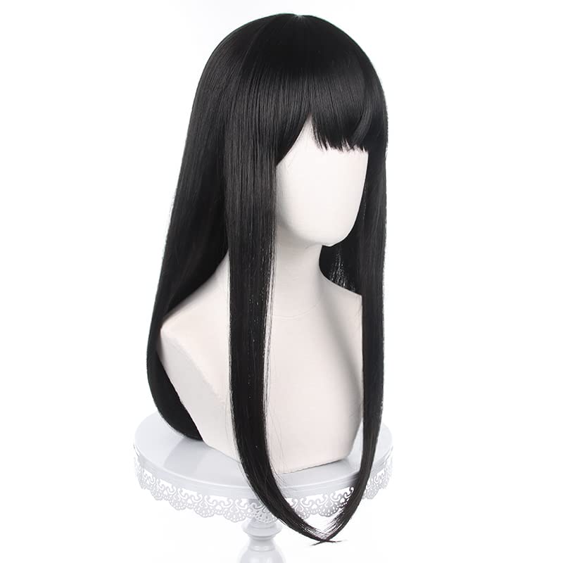 Anime Mitaka Asa Schwarze Lange Gerade Perücke Cosplay Chainsaw Man Damen Kostüm Hitzebeständige Haarperücke für Party Halloween