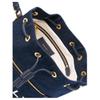 Bally Letter Logo Front Zipper Pocket Fabric Bucket Bag Women Handbags Blue 6306618