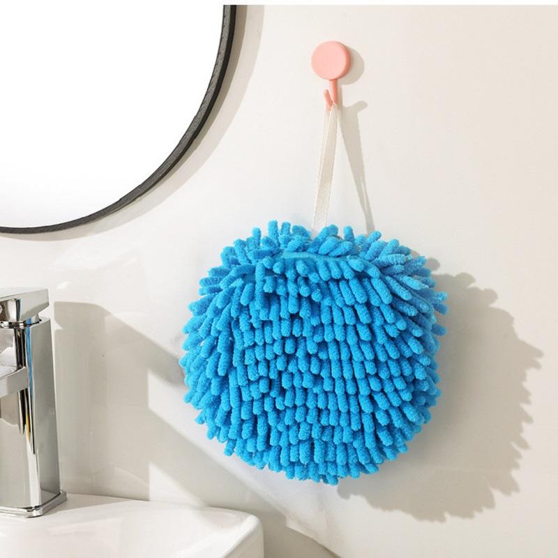 Chenille Hand Towels Kitchen Bathroom Hand Towel Ball with Hanging Loops Quick Dry Soft Absorbent Microfiber Towels KTY