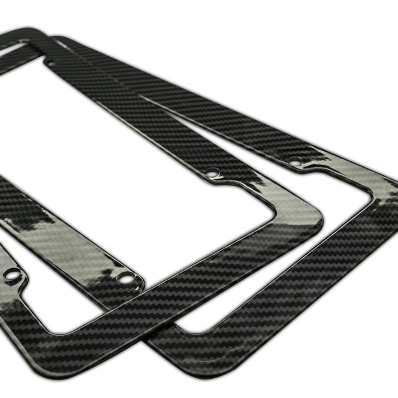 Carbon Fiber License Plate Frames Heavy Duty Car Auto Tag Holder Cover Rattle-Proof Front and Rear Plate Mounting Kit