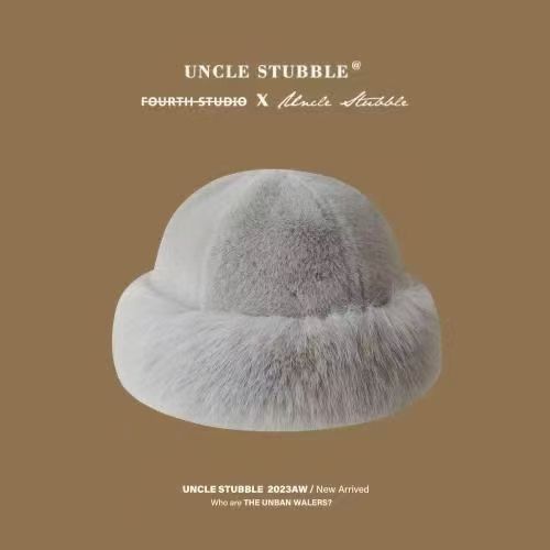 Winter new thickened warm imitation fur hat women's bucket hat high texture small Mongolian hat