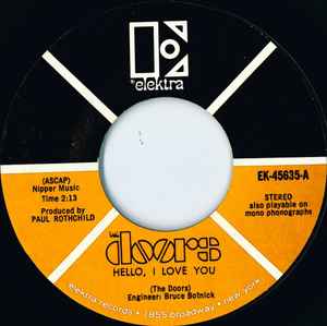 

7-дюймовая пластинка DOORS - Hello, I Love You EK45635 Elektra 1968 США Рок Б/У