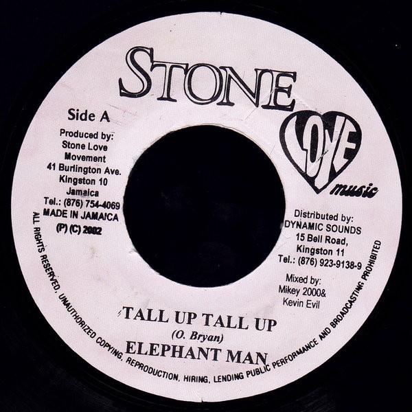 

7-дюймовая пластинка ELEPHANT MAN - Tall Up Tall Up NONE Stone Love Musi 2002 Ямайка Регги, Ска и Даб Б/У