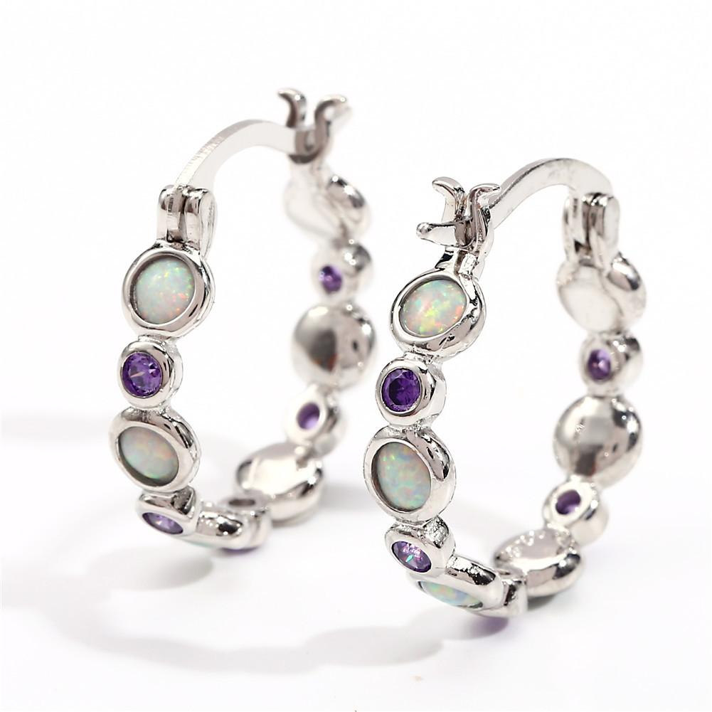 Europäischer und Amerikanischer Beliebter Runder Farbiger Zirkon Voll Diamantring Ohrstecker für Frauen Retro und Vielseitig