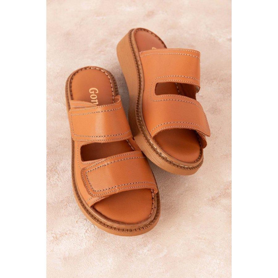 Women's Genuine Leather Wedge Heel Summer Slippers Clogs