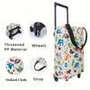 Insulated Folding Shopping Cart, Double Layer Oxford Cloth Grocery Trolley, Large Capacity for Hot/Cold Food Delivery