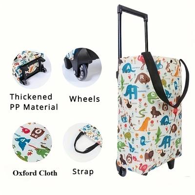 Insulated Folding Shopping Cart, Double Layer Oxford Cloth Grocery Trolley, Large Capacity for Hot/Cold Food Delivery