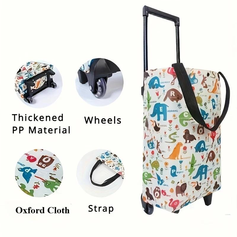 Insulated Folding Shopping Cart, Double Layer Oxford Cloth Grocery Trolley, Large Capacity for Hot/Cold Food Delivery