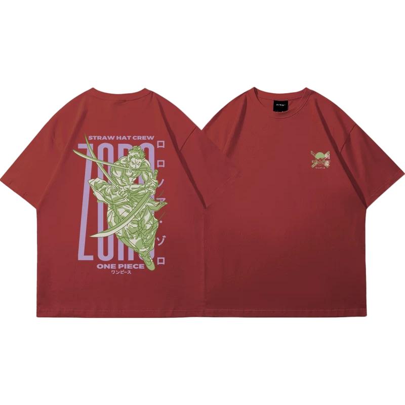 

One Piece Roronoa Zoro Color Block Typography TShirt Men Women Cotton Anime Graphic Tee Oversized Casual Streetwear Top S